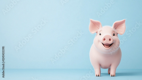 Happy Pig on Blue: A cheerf...