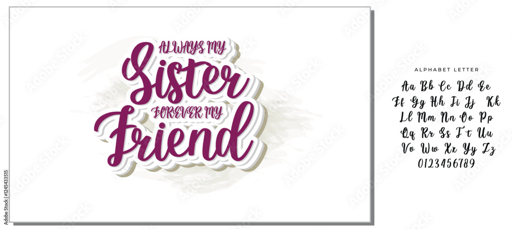 Fototapeta premium always my sister forever my friend graphic design quote phrase and cut file