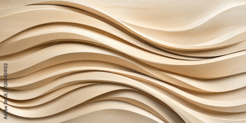 Obraz premium Creamy Wave Abstract: A mesmerizing abstract image featuring a series of elegant, flowing cream-colored waves creating a soothing and visually captivating pattern.