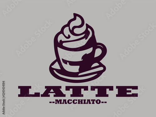 illustration of latte macchiato with caramel in a glass drawing vector for logo, coffee latte macchiato vector logo, template, restaurant menu