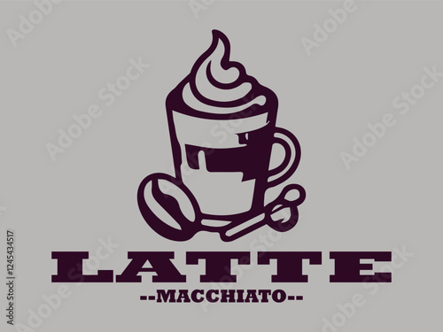 illustration of latte macchiato with caramel in a glass drawing vector for logo, coffee latte macchiato vector logo, template, restaurant menu