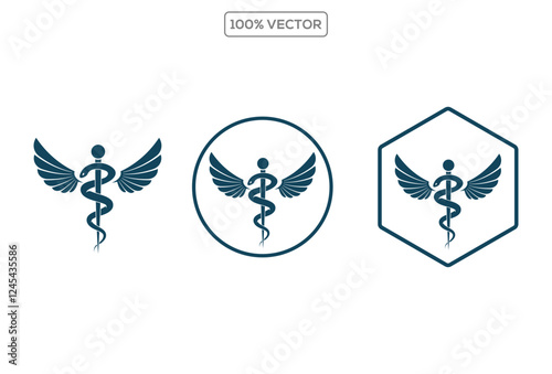 set caduceus medical snake vector icon template. logo template