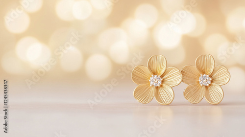 Golden Floral Earrings: Ele...