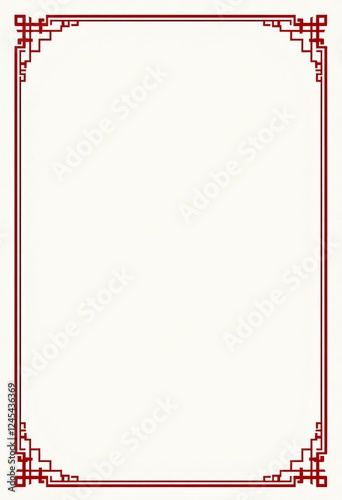 Intricate Red Border Frame with Chinese Geometric Pattern