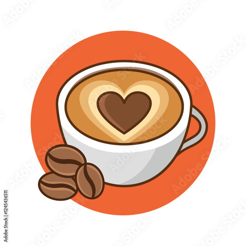 Cute Cartoon Coffee Beans and Foam Icon for Beverage Lovers Flat Vector Illustration