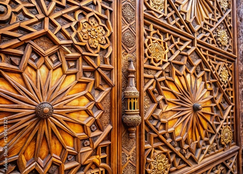 Authentic Najd Door Pattern:  Traditional Saudi Arabian Wooden Door Detail Stock Photo photo