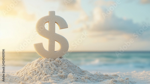Dollar Sign on Beach: A woo...