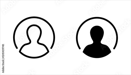 User icon set. Line and glyph profile user avatar. vector illustration on white background