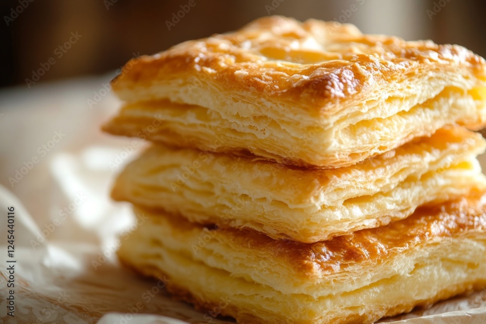 Stack of golden pancakes with syrup on a rustic plate Stack of golden pancakes with syrup on a rustic plate