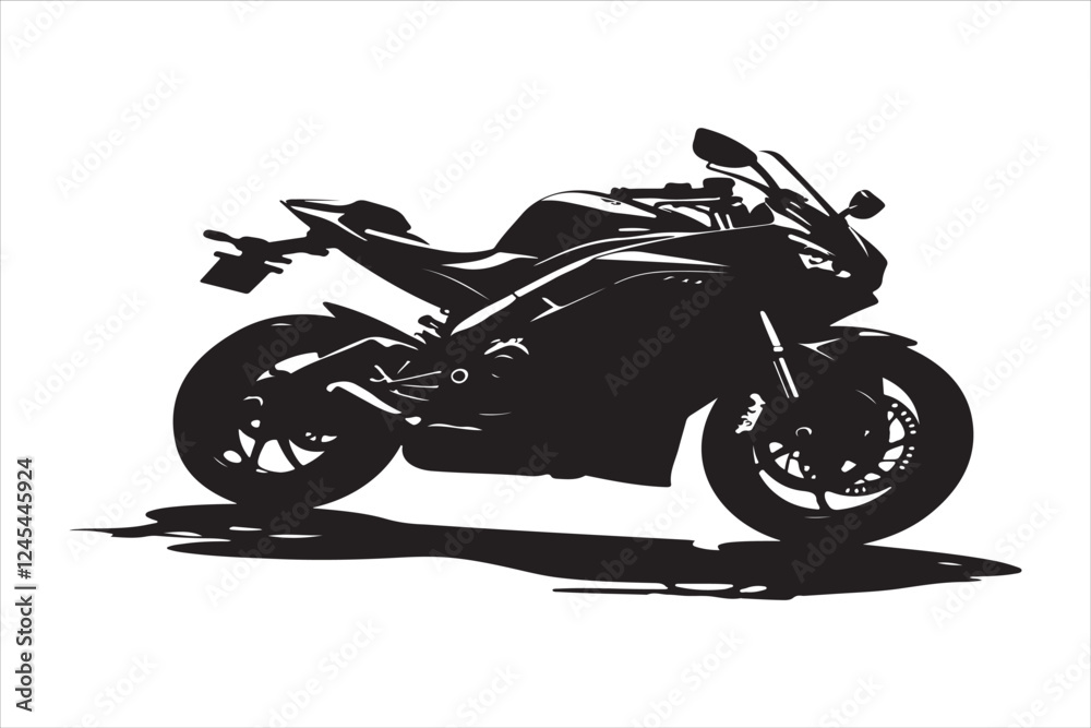 Obraz premium sports motorbike, motorbike silhouette, black bike art, racing beast, speed demon, shadow rider, sleek machine, fast lane, adrenaline rush, dark rider, moto silhouette, two-wheel thunder, fierce bike,