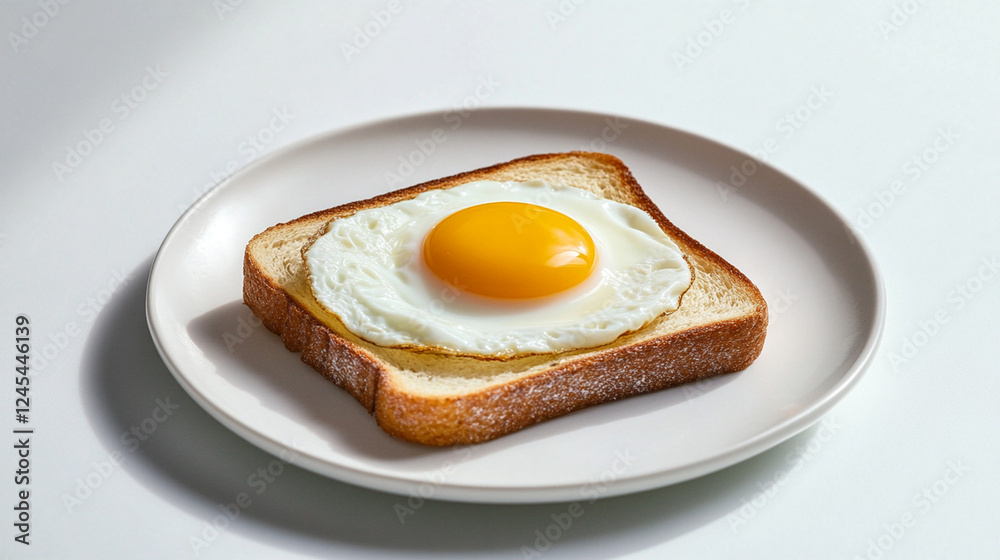 Classic breakfast toast golden crispy fried egg bright yellow yolk white plate rustic homemade fresh delicious morning meal Classic breakfast toast golden crispy fried egg bright yellow yolk white plate rustic homemade fresh delicious morning meal