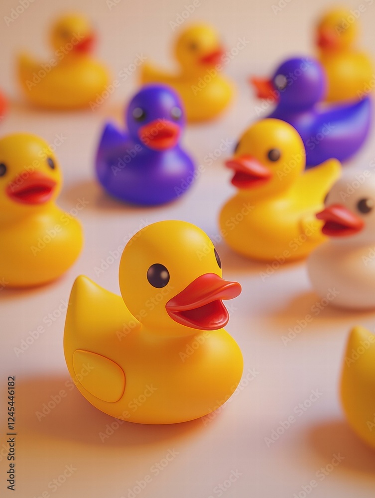Colorful rubber ducks. AI. Colorful rubber ducks. AI.