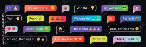 Set of Text Messages with Emojis - Chat Bubbles Collection