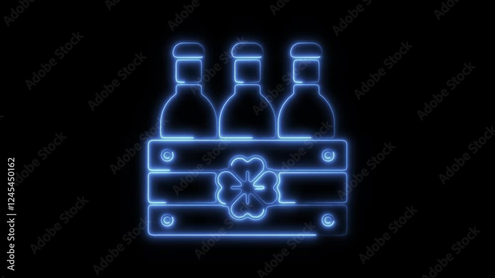 Glowing Neon Beer Box Icon Isolated on Black Background, HD Motion Graphic Animation, Beverage Packaging Glowing Neon Beer Box Icon Isolated on Black Background, HD Motion Graphic Animation, Beverage Packaging