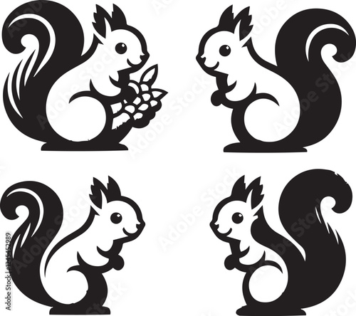 Squirrel vector in black and white