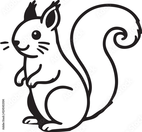 Squirrel vector in black and white