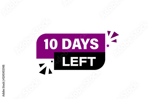 10 days left, sale countdown vector symbol, clock, time,  background, template 10 days left, countdown, sticker, left banner, business, sale, label button
