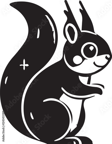 Squirrel vector in black and white