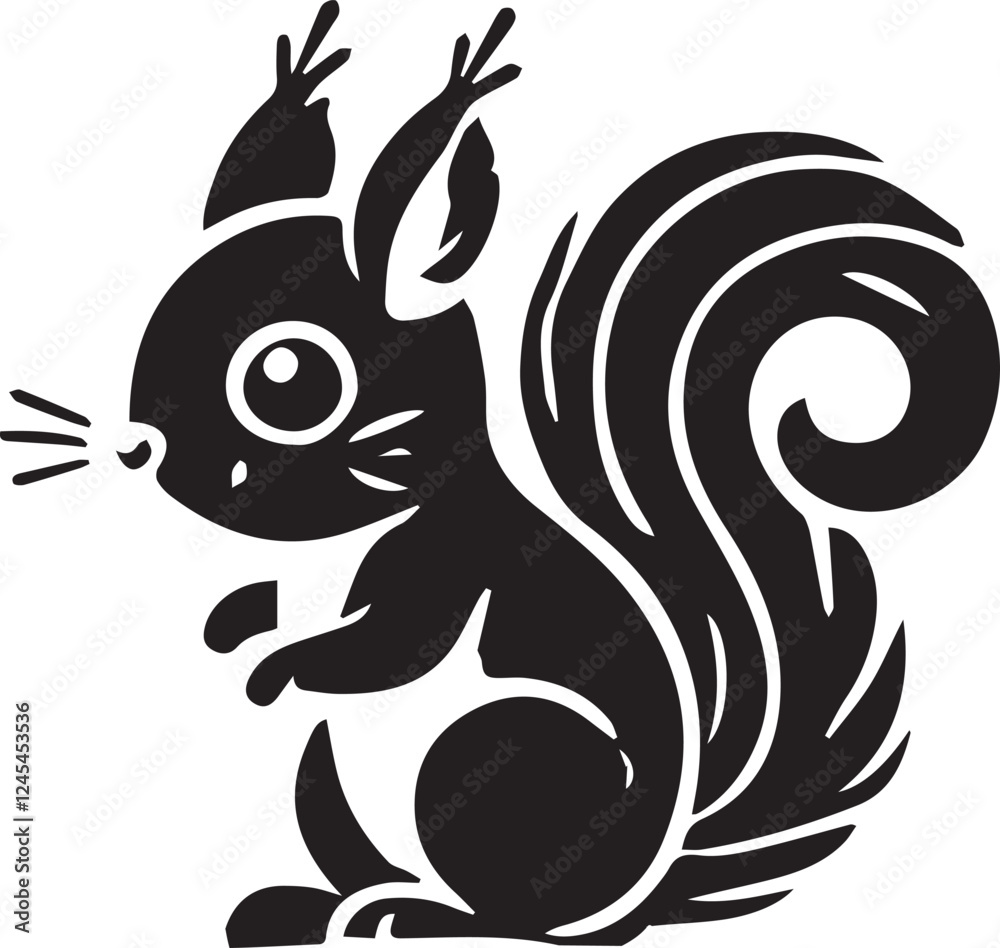 Squirrel vector in black and white Squirrel vector in black and white