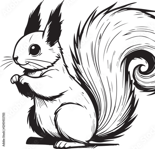 Squirrel vector in black and white