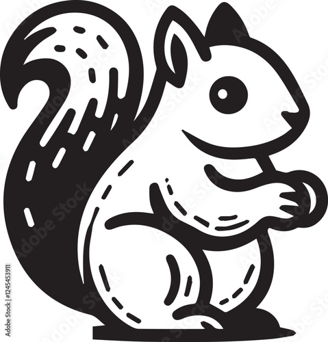 Squirrel vector in black and white