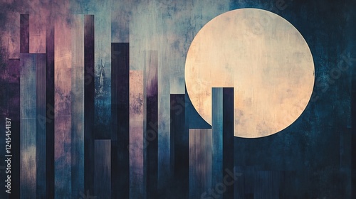 Panel kuchenny z motywem Serene moonlit cityscape abstract art muted tones. AI Generated