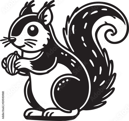 Squirrel vector in black and white