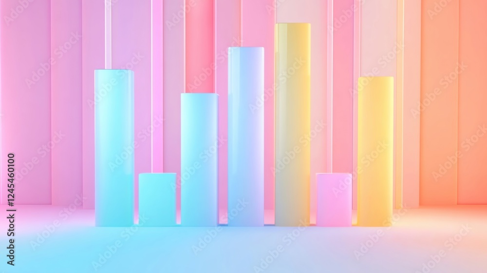 Colorful 3D bar graph visualization display. Colorful 3D bar graph visualization display.