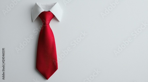 Obraz na płótnie Red tie, white collar, minimalist background, business attire w salonie