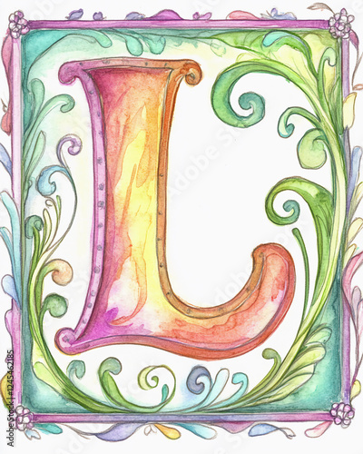 Embellished Letter L Storybook & Scrapbook Initial Letter photo