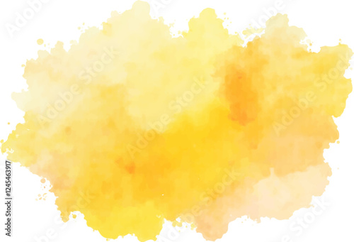 A vibrant, abstract watercolor splash in shades of yellow, with a textured and organic feel. This eye-catching element is perfect for adding a pop of color to backgrounds, designs, and illustrations