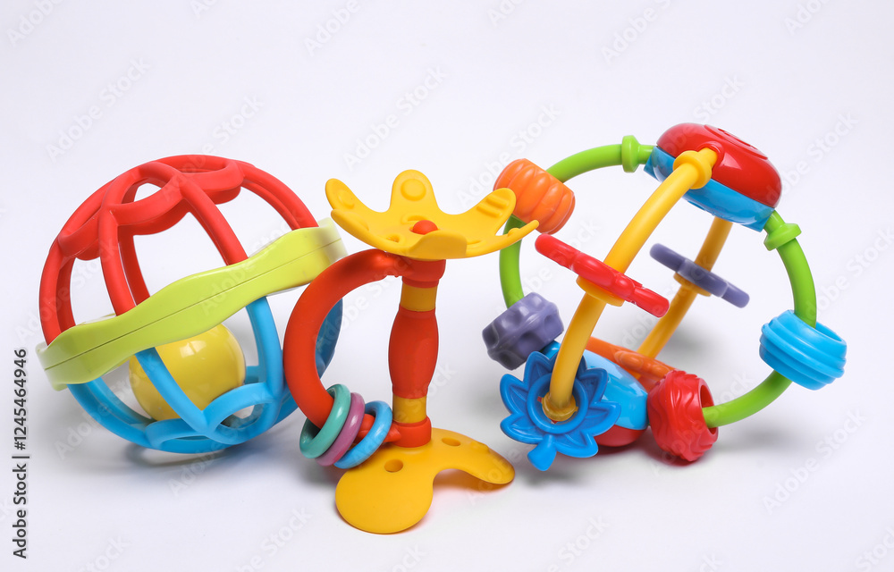 Rattles toys for newborn isolated on white background Rattles toys for newborn isolated on white background