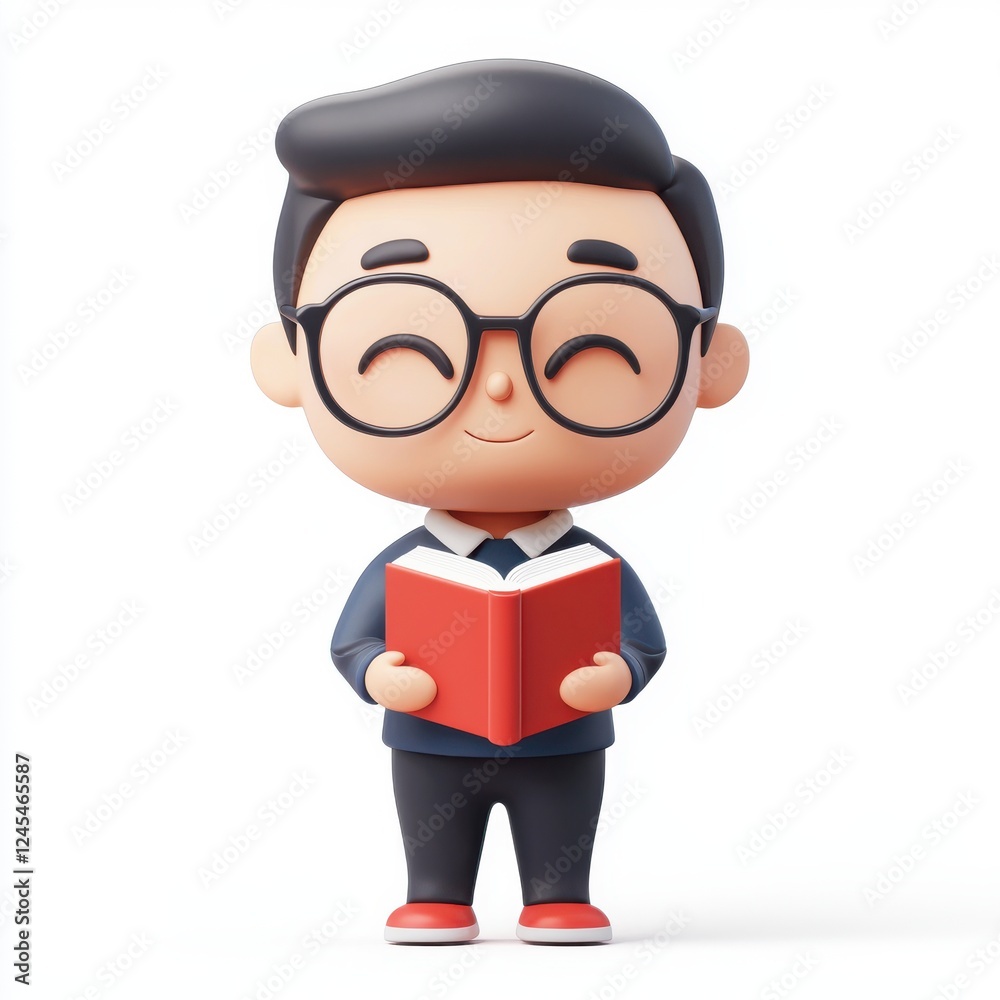 3d character sitting and reading a book in a relaxed environment with focused expression 3d character sitting and reading a book in a relaxed environment with focused expression