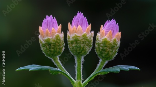 Three unopened pink flower buds, garden, dark background, nature photography, website photo