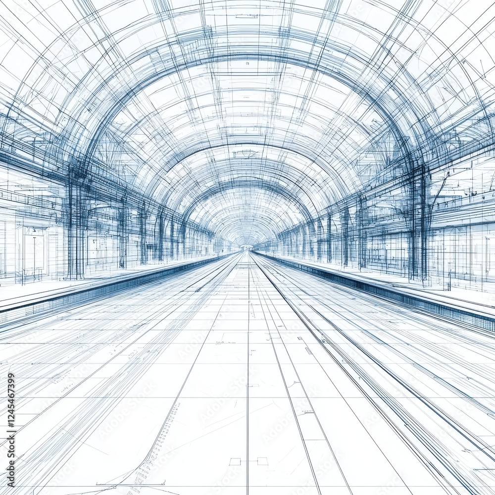 custom made wallpaper toronto digitalBlueprint design of a modern train station showcasing architectural details and layout