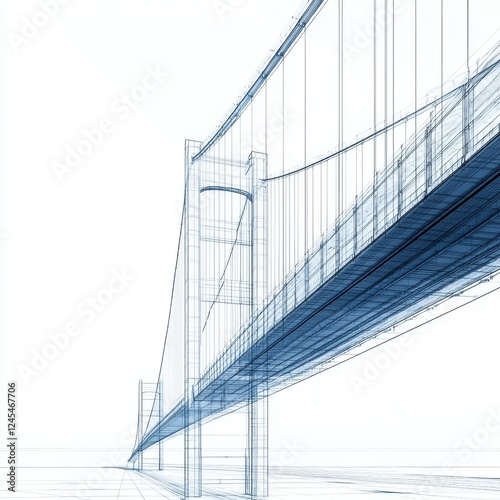 Blue wire frame structure on a clean white background showcasing modern design and engineering