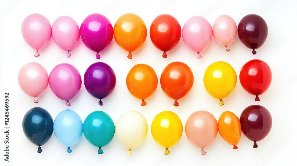 Balloons of different colors isolated on white, collection Balloons of different colors isolated on white, collection