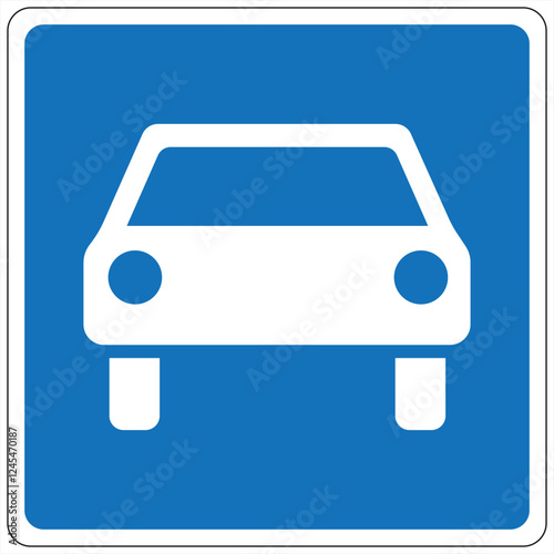 Blue and white mandatory road sign indicating the start of a motorway or expressway