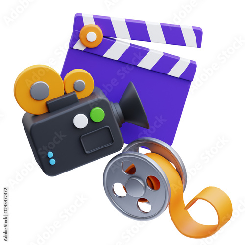 PNG 3D filmmaking illustration isolated on a white background