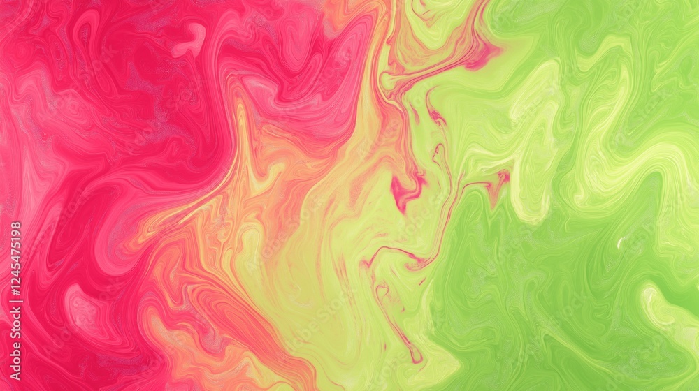 Fototapeta premium Abstract pink and green fluid swirl with marble texture and vibrant contrast