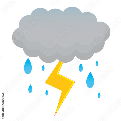 Rain storm clouds. Bad weather cloud and lightning icon vector