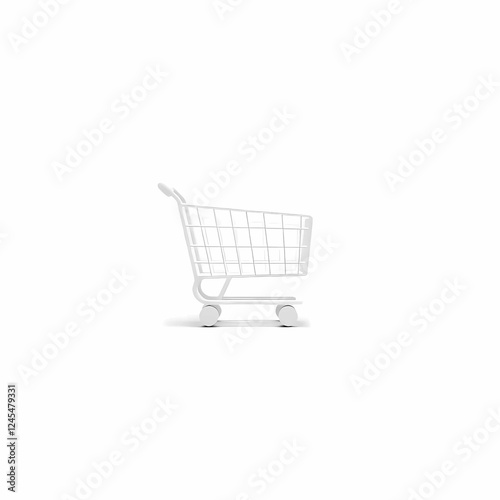 Stylish 3D cart graphic with shadow effect, symbolizing commerce, product checkout, and business retail sales photo