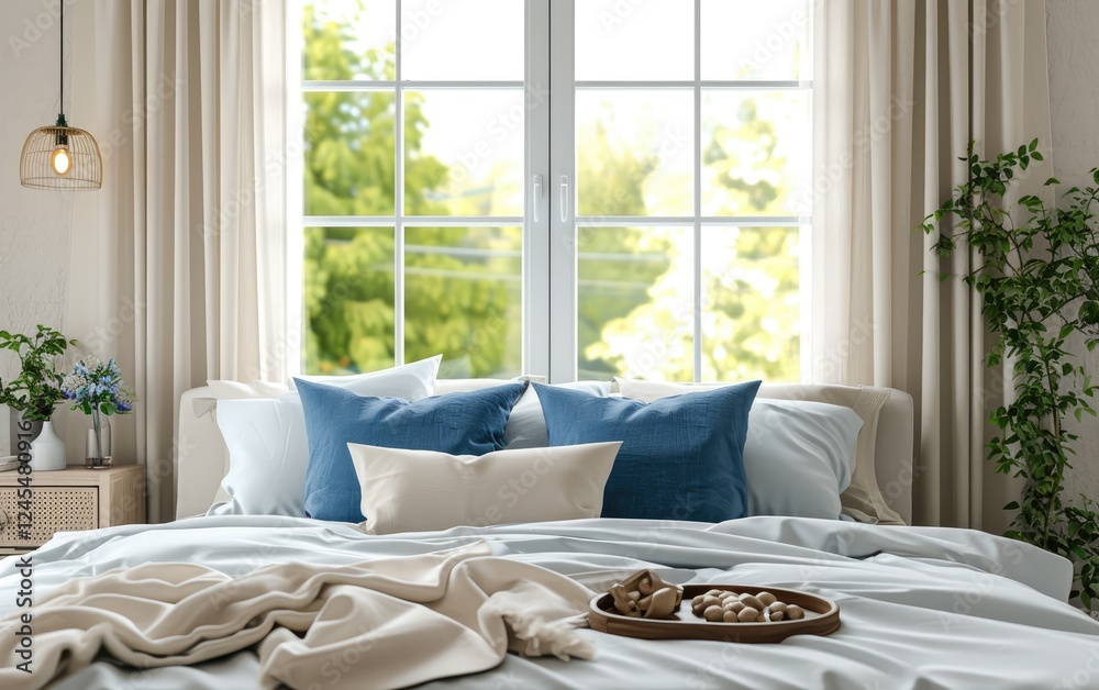 Serene Bedroom Decor Featuring a Made Bed and Natural Light