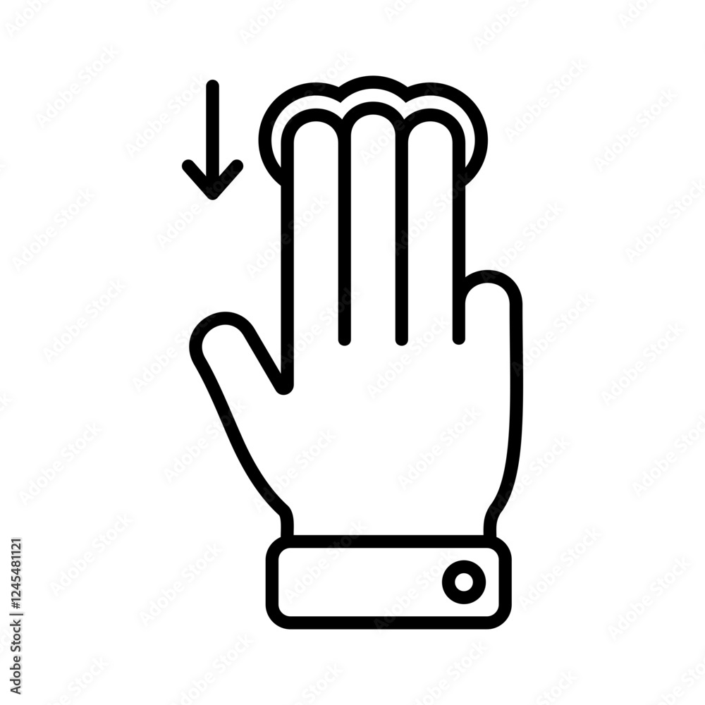 Hand Gesture Swipe Down Icon Hand Gesture Swipe Down Icon