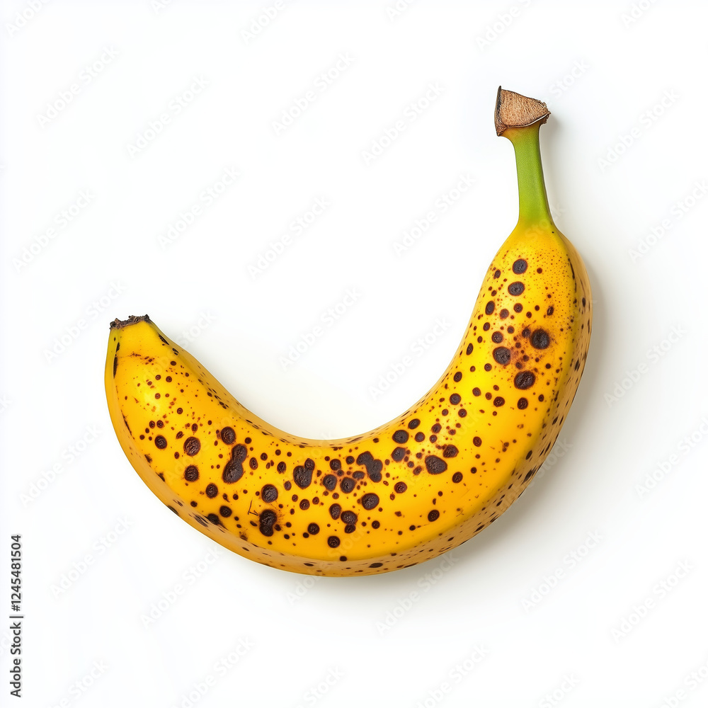 single ripe yellow banana with brown spots, showcasing its natural sweetness and texture, perfect for healthy snacks or smoothies single ripe yellow banana with brown spots, showcasing its natural sweetness and texture, perfect for healthy snacks or smoothies