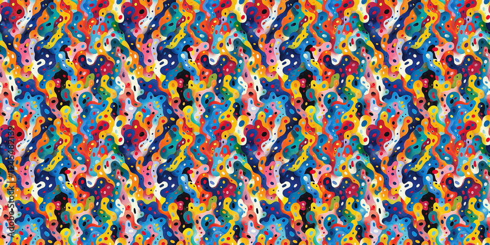 Fototapeta premium Colorful abstract pattern with organic shapes and vibrant wave-like design