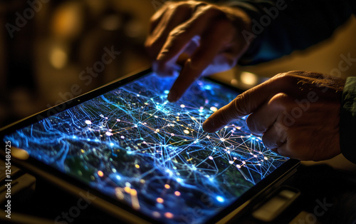 man using a digital tablet