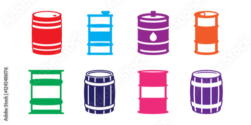 Professional Oil Barrel Icons Silhouette Vector Illustration