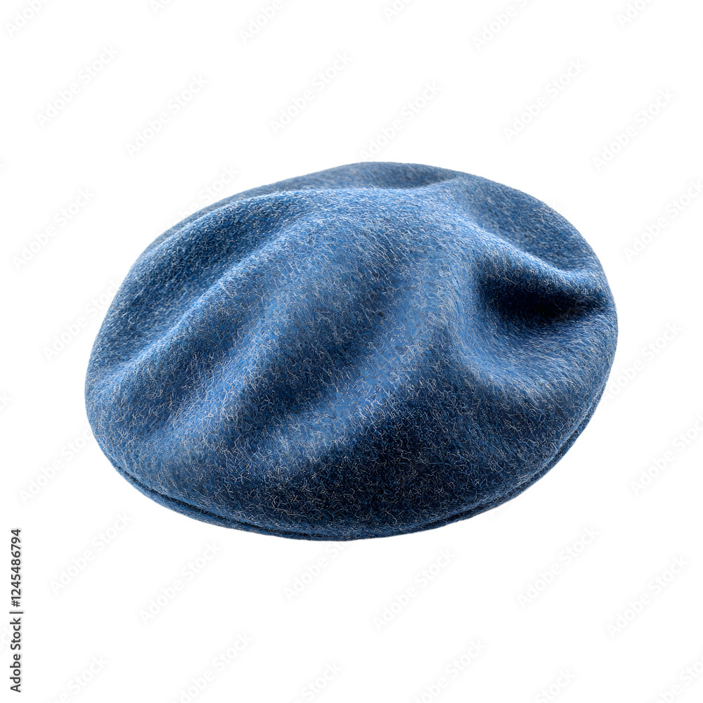 Woolen Beret in Light Blue Isolated on Transparent Background