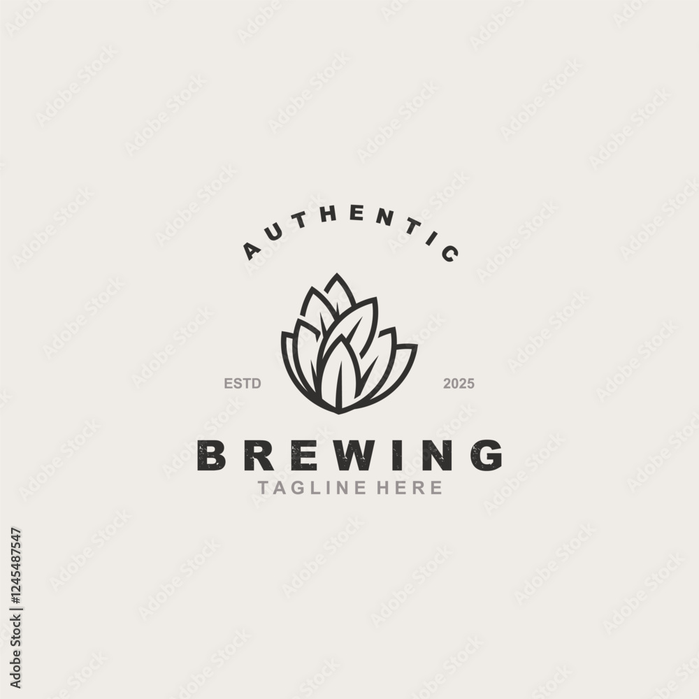 Fototapeta premium Brewery logo craft beer template design emblems beer cafe, bar, brewing company illustration